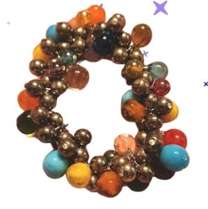 Stretch colorful silvertoned bracelet
